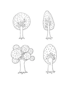 Set of different trees Illustrazione stock