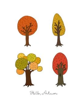 Set of different trees Stock Illustration