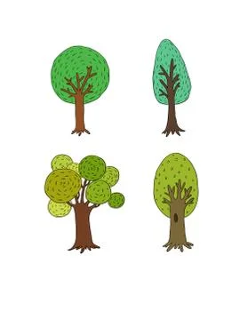 Set of different trees Stock Illustration
