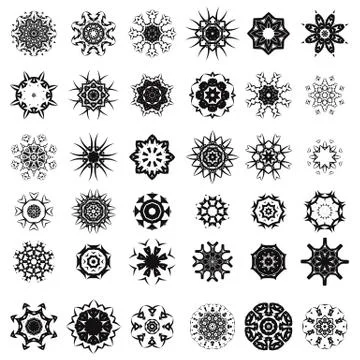 Set of Different Tribal Rosettes Tattoo Stock Illustration