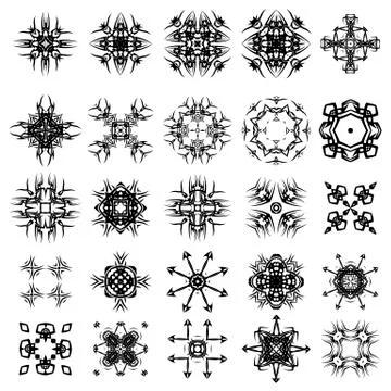 Set of Different Tribal Rosettes Tattoo Stock Illustration