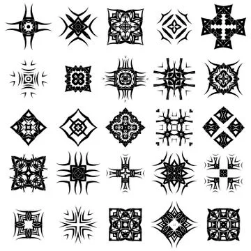 Set of Different Tribal Rosettes Tattoo Design Stock Illustration
