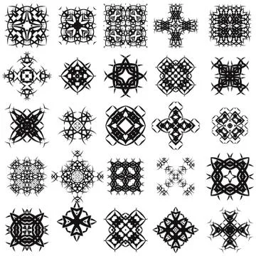 Set of Different Tribal Rosettes Tattoo Design Stock Illustration