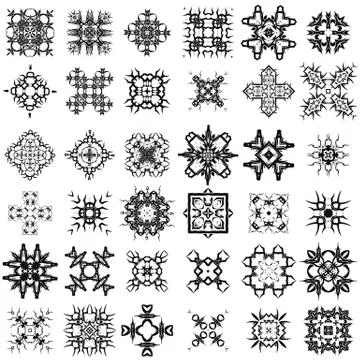 Set of Different Tribal Rosettes Tattoo Design Stock Illustration