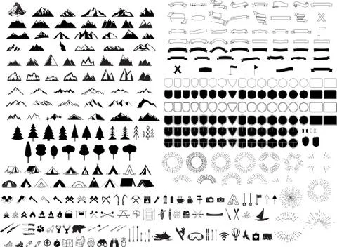 Set of different type elements for building logos Stock Illustration