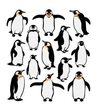 Set of different type of Emperor penguin vector illustration Illustrazione stock