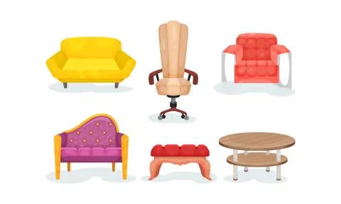 Set Of Different Types Of Chairs For Designer Work Vector Illustration Stock Illustration