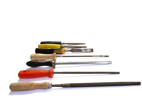 A set of different types of chisels and files. Stock Photos
