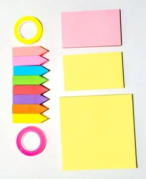 Set of different types of colorful sticky note isolated on white background. Stock-Fotos