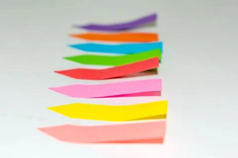 Set of different types of colorful sticky note isolated on white background. Stock Photos