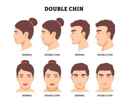 Set different types of double chin collection with various angle, side and .. Stock-Illustration