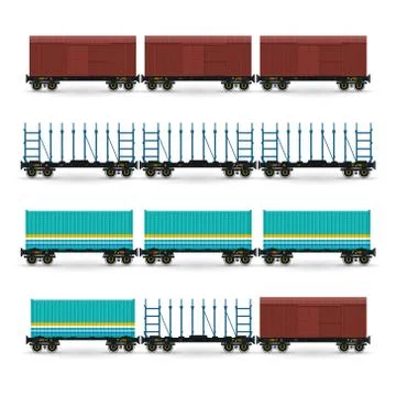 Set of Different Types of Freight Wagon Stock Illustration