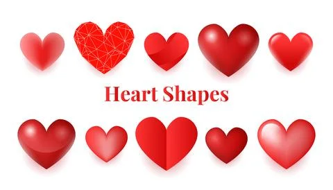 Set of different types of heart shapes vector Stock Illustration