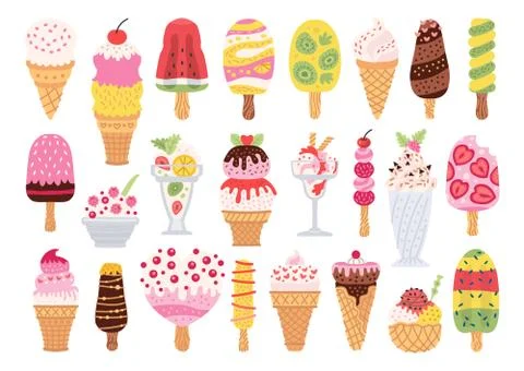 Set of different types of ice cream Stock Illustration