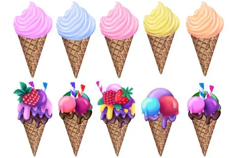 A set of different types of ice cream Stock Illustration
