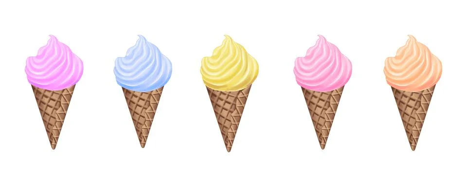 Set of different types of ice cream Stock Illustration