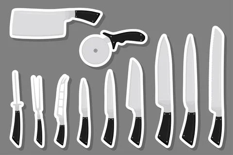 Set different types knives different size for butcher Stock Illustration