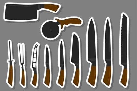 Set different types knives different size for butcher Stock Illustration