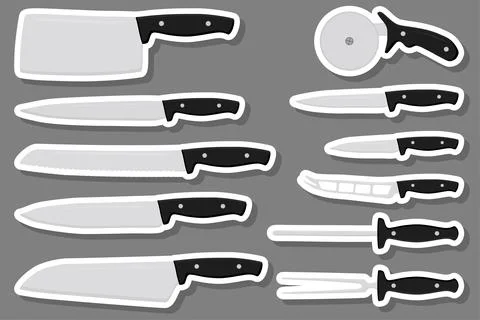 Set different types knives different size for butcher Stock Illustration