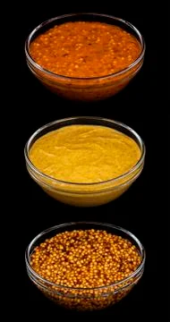 Set of different types of mustard Foto stock