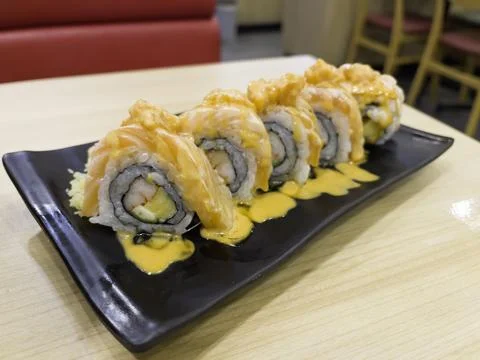 Set different types of the serving board in japanese restaurant Stock Photos