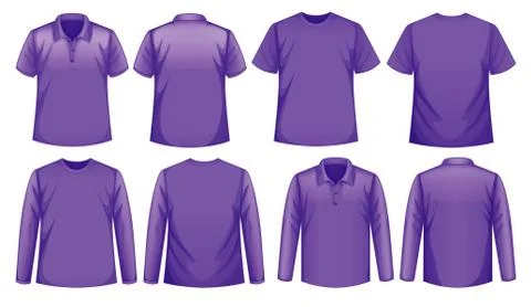Set of different types of shirt in same color Stock Illustration