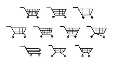A set of different types of shopping carts for apps and websites Stock Illustration