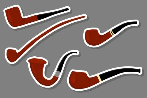 Set different types smoke pipes different size for tobacco Stock Illustration