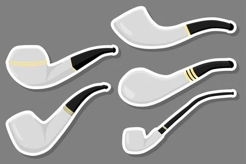 Set different types smoke pipes different size for tobacco Stock Illustration
