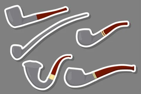 Set different types smoke pipes different size for tobacco Stock Illustration
