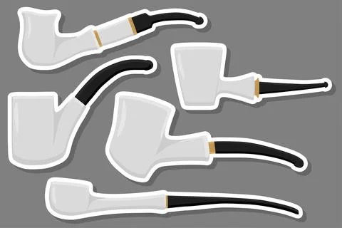 Set different types smoke pipes different size for tobacco Stock Illustration