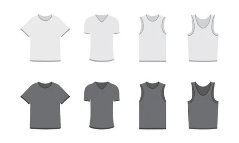 Set of different types of t-shirts in dark and light colors Stock Illustration