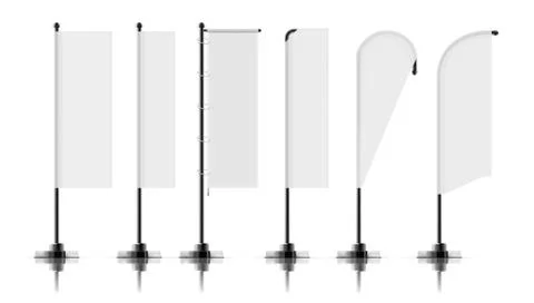 Set Of Different Types Of White Banner Flags 库存插图