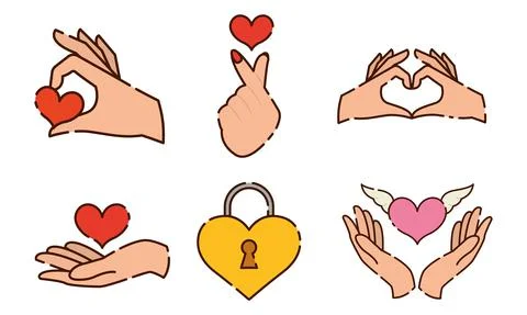 Set of different valentine day flat design icons Vector Stock Illustration