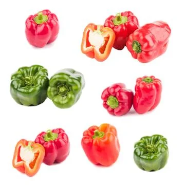 Set of different variations of red and green peppers Stock Photos