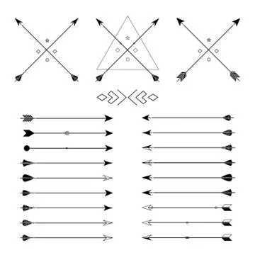 Set of different vector arrows Stock Illustration