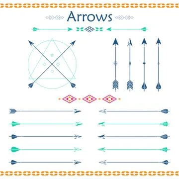 Set of different vector arrows Stock Illustration