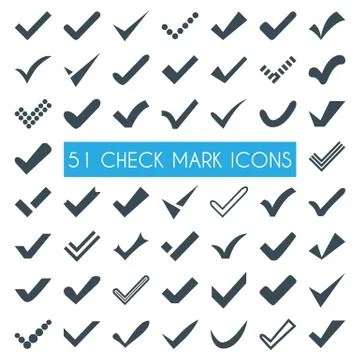 Set of different vector check marks or ticks Stock Illustration