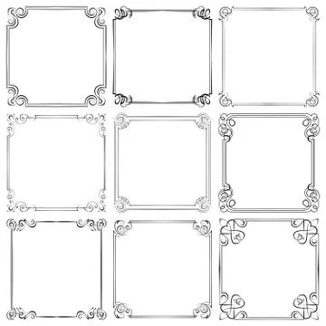 Set of different vector decorative frames Illustrazione stock
