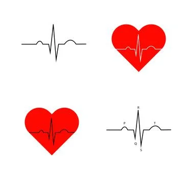 Set of different vector design elements of cardiogram Illustrazione stock