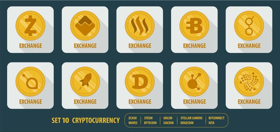 Set of different vector icons cryptocurrency Stock Illustration