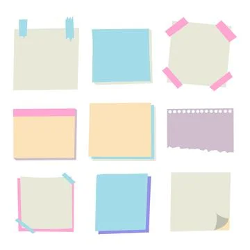 Set of different vector note papers. Stock Illustration