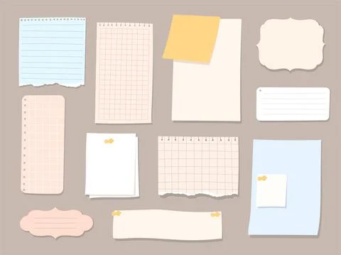 Set of different vector note papers. Stock Illustration