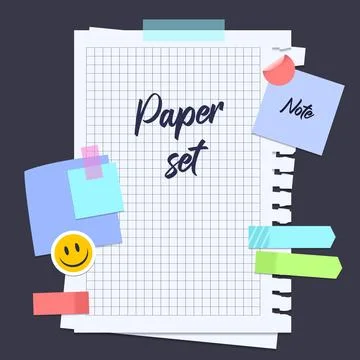 Set of different vector note papers. Vector torn paper pieces, isolated, vector Stock Illustration