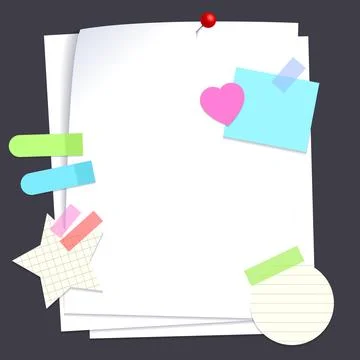 Set of different vector note papers. Vector torn paper pieces, blank squared Stock Illustration