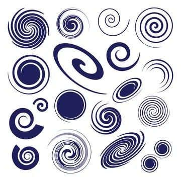 Set of different vector spiral design elements Stockillustratie