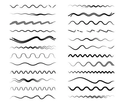 Set of different vector wavy line dividers 스톡 일러스트