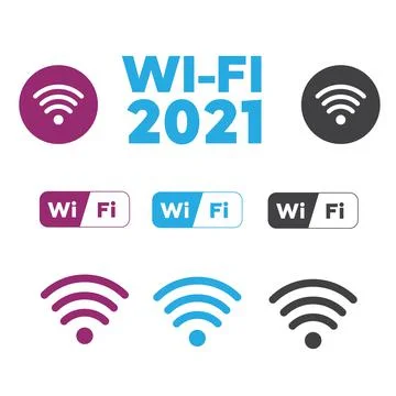 Set of different vector wireless and wifi icons. Free wi-fi icons and wifi ap Stock Illustration