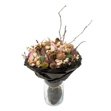 Set of different vegetables packaged in the shape of a bouquet Stock Photos