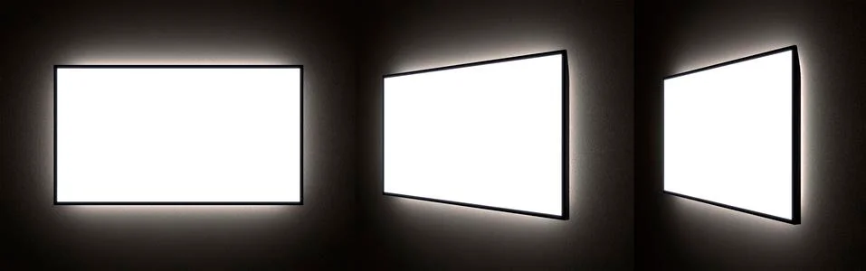 Set of Different Viewing Angles of Blank TV or Ad Screens with Backlight in t Stock Illustration